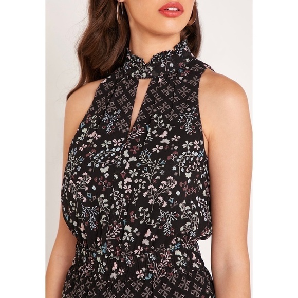 NWT‎ TED BAKER 70s Floral Halter Ruffle Neck Sleeveless Crop Wide Leg Jumpsuit 6 - Picture 8 of 16